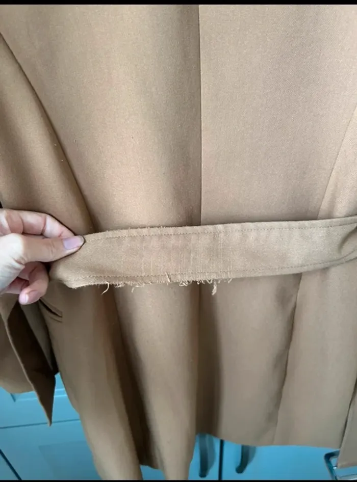 Veste longue ou robe blazer trench camel - photo numéro 5