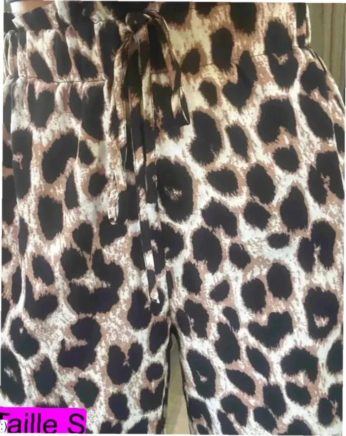 Pantalon Femme Fluide Imprimé Léopard Taille Élastique - Taille S Neuf Jamais Porté - photo numéro 3
