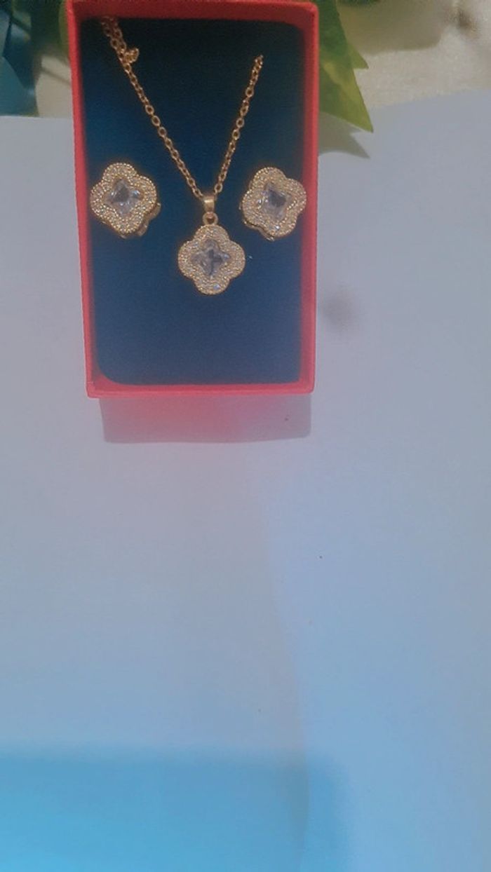 Parure bijoux acier inoxydable trèfle - photo numéro 2