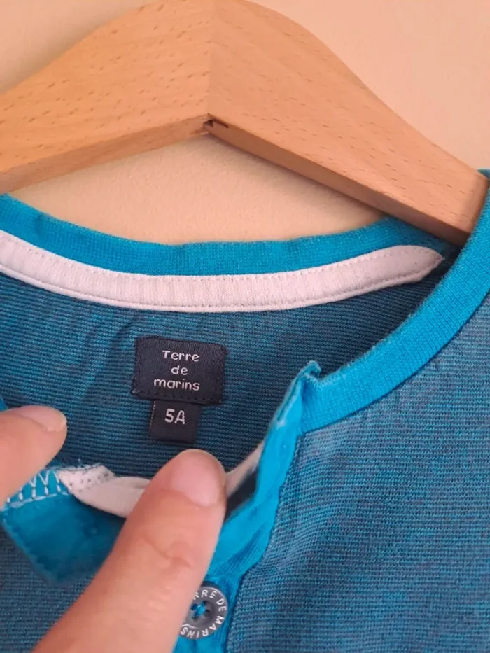T-shirt garçon 5 ans terre de marins turquoise comme neuf - photo numéro 4