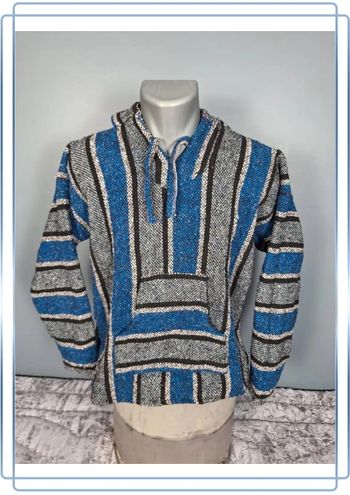 sweat a capuche / Hoodie/baja/poncho mexicain - taille M - homme - multicolore / fait main (313)