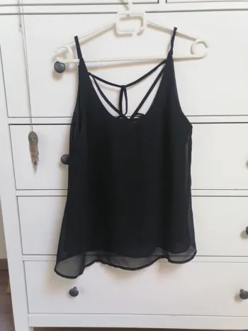 Débardeur noir voile doublé