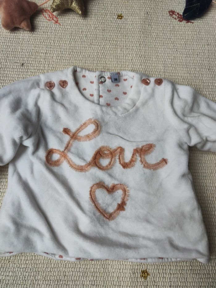 Sweat bébé fille blanc "Love" - photo numéro 2