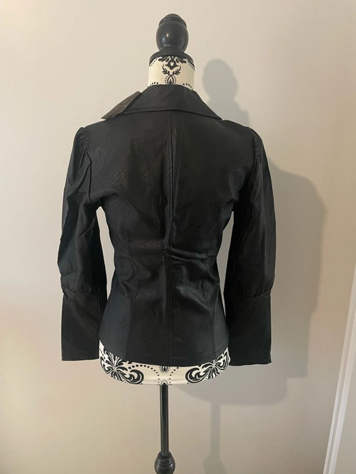 Veste blazer à manches longues noir en similicuir neuf Bellavie taille S - photo numéro 5