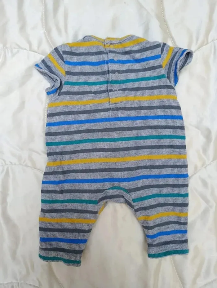Body manches courtes épais gris rayé Orchestra 1 mois 54 cm - photo numéro 3
