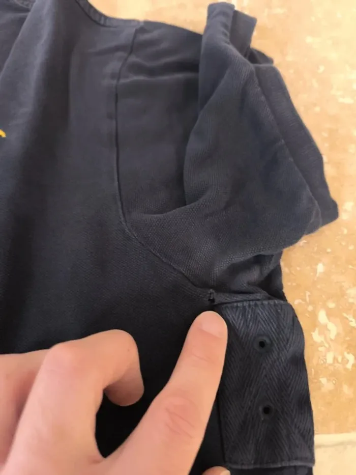 Polo Ralph Lauren homme custom fit L marine logo jaune quelques défauts - photo numéro 8