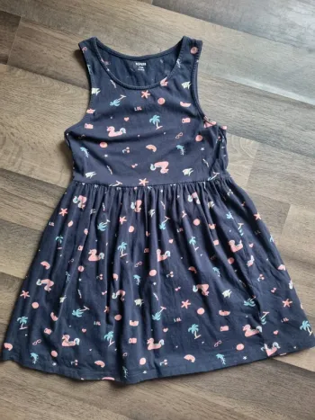 Robe mi-longue marine et rose avec licornes. Fille. Taille 9 ans. Kiabi. TBE