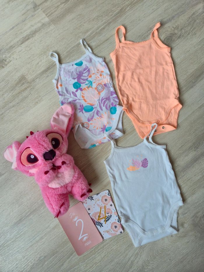 Lot de 3 bodies bretelles 24 mois Gemo
