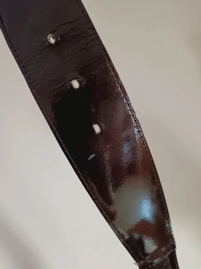 Ceinture cuir Infinitif marron grosse boucle dorée - photo numéro 7
