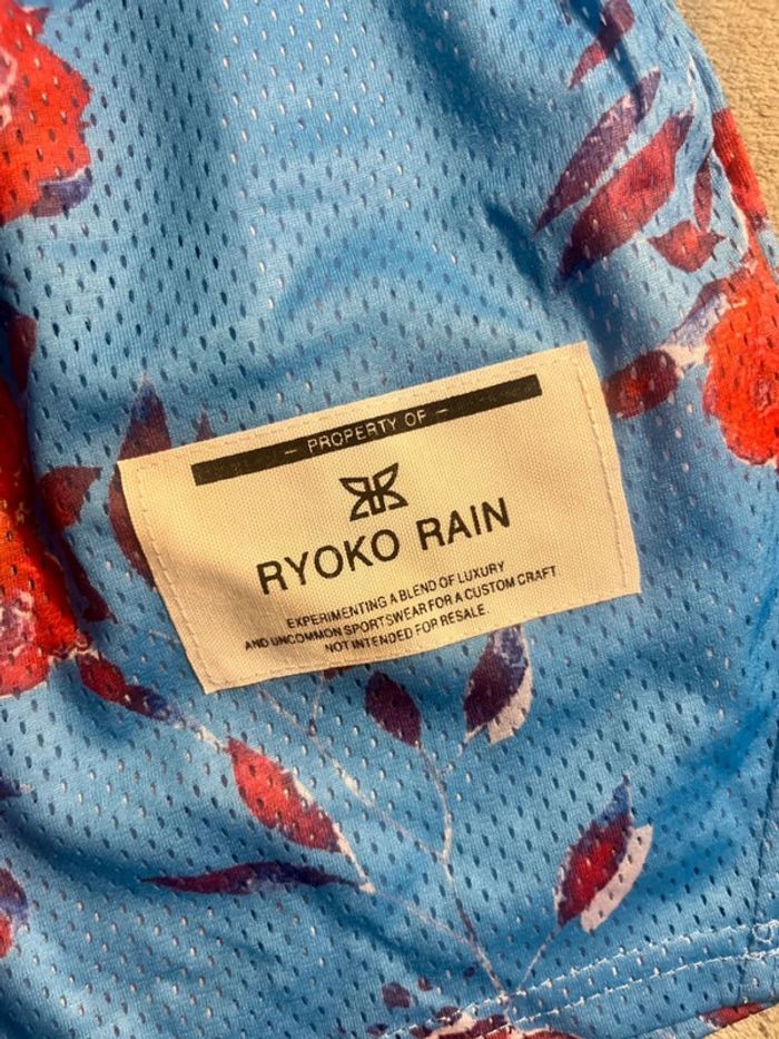 Short en mesh motif flower bleu et rouge Ryoko Rain California Style – Taille L - photo numéro 2