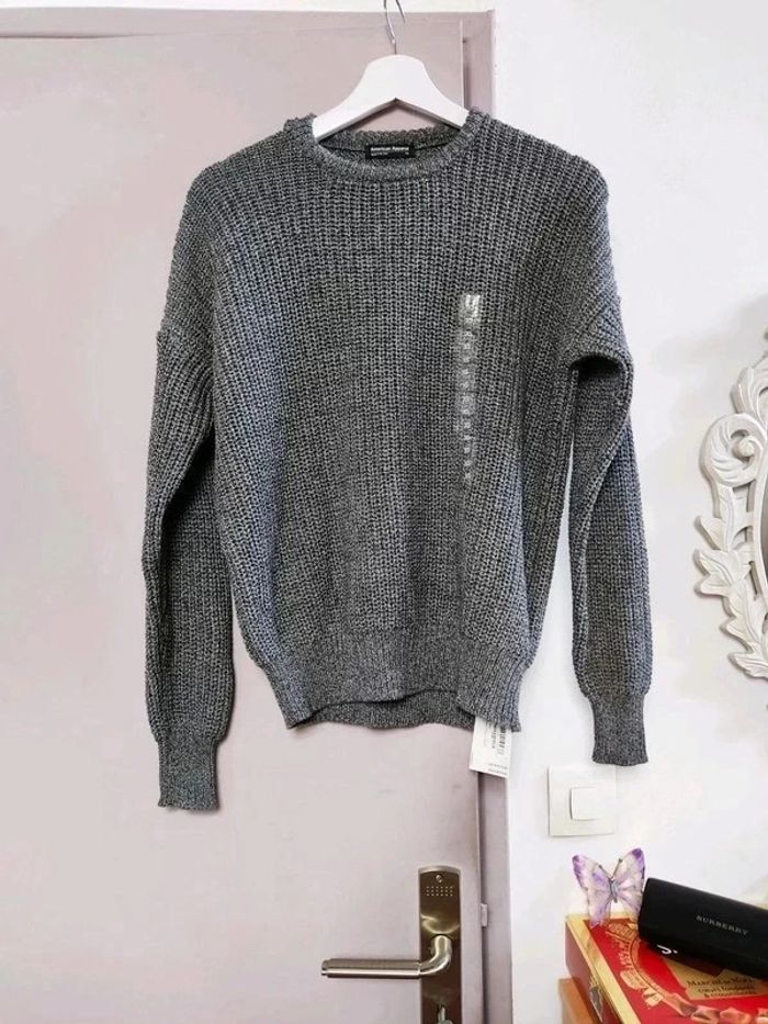 Pull 100% coton peigné maille Gris XS Neuf - photo numéro 2