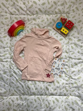 sous pull col roulé rose 3 ans la halle