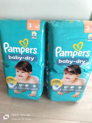 Couches PAMPERS BABY DRY  Taille 3 (6-10kg) (100 couches)