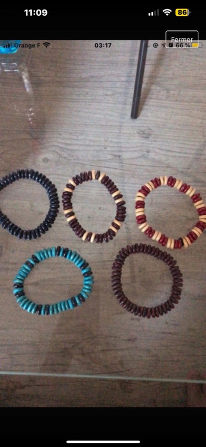 Lot bracelet perle en bois