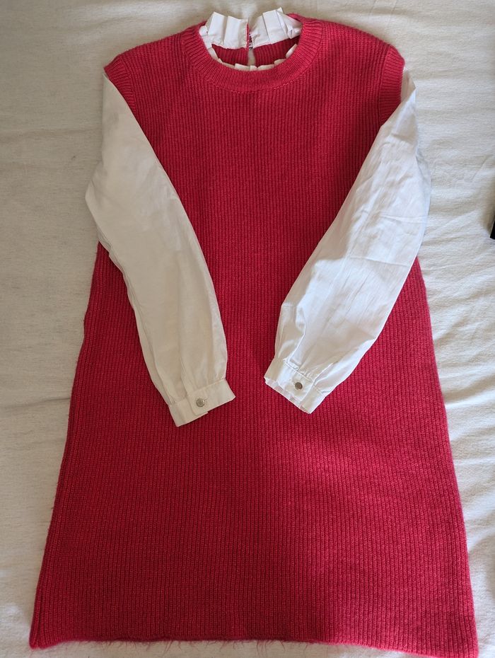 Pull robe rose et blanc taille standard