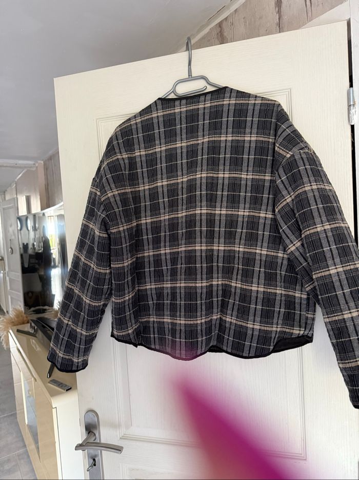 Veste matelassé à carreaux noir et beige - photo numéro 5
