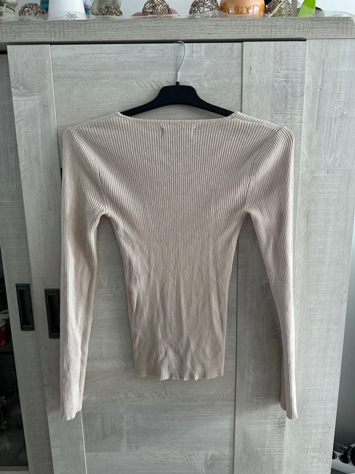 Pull col V beige taille S - photo numéro 2