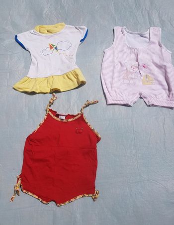 Lot de 3 combinaisons robe été fille 3 mois
