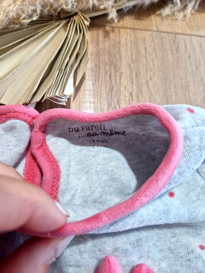Pyjama velours Du Pareil au même 12 mois - photo numéro 3