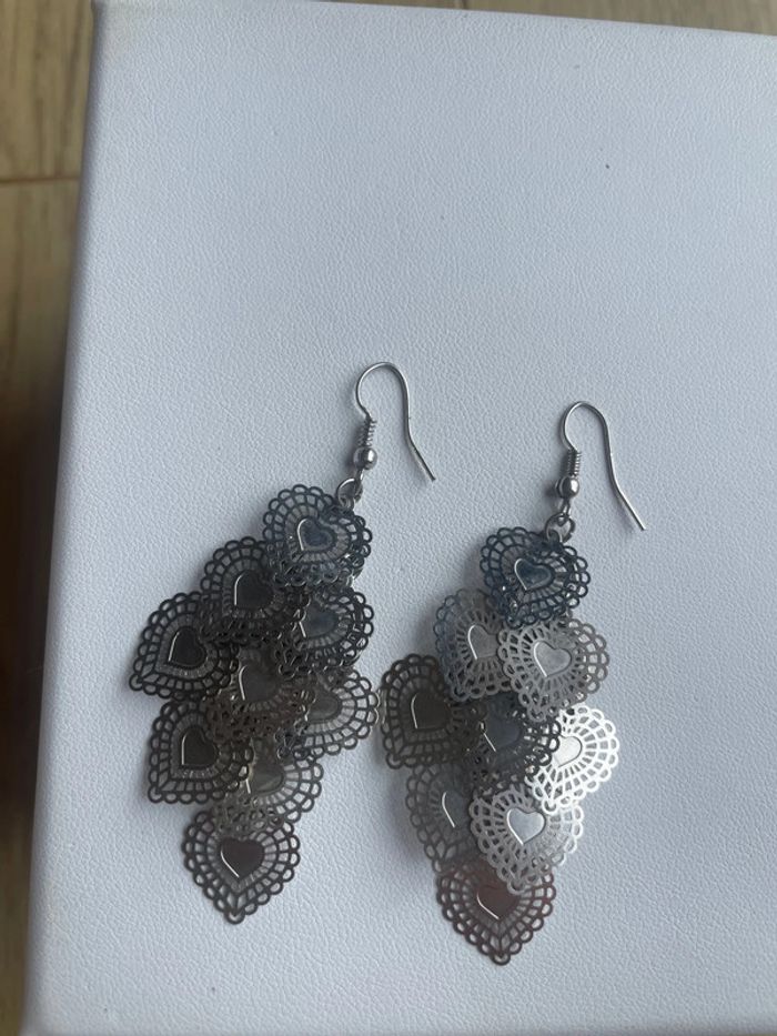 Boucles d’oreilles cœurs acier inoxydable