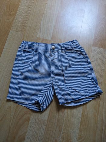 H&M short rayé bleu et blanc fille 4 ans