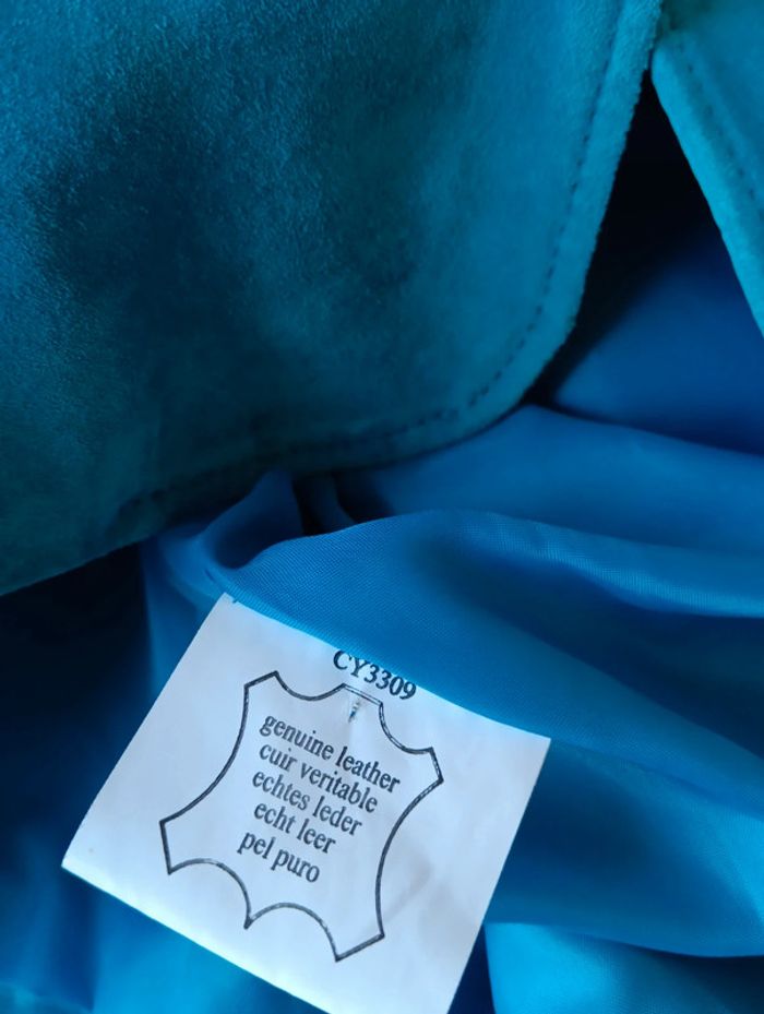 Magnifique Veste en cuir turquoise taille 42 - photo numéro 4