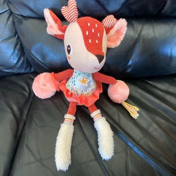 Peluche doudou stella le faon lilliputiens rose étoile jaune  30cm