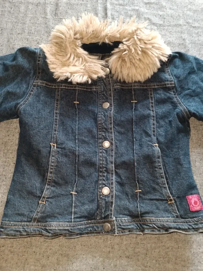 Blouson en jean, doublé, col fourrure, Confetti, 6 ans