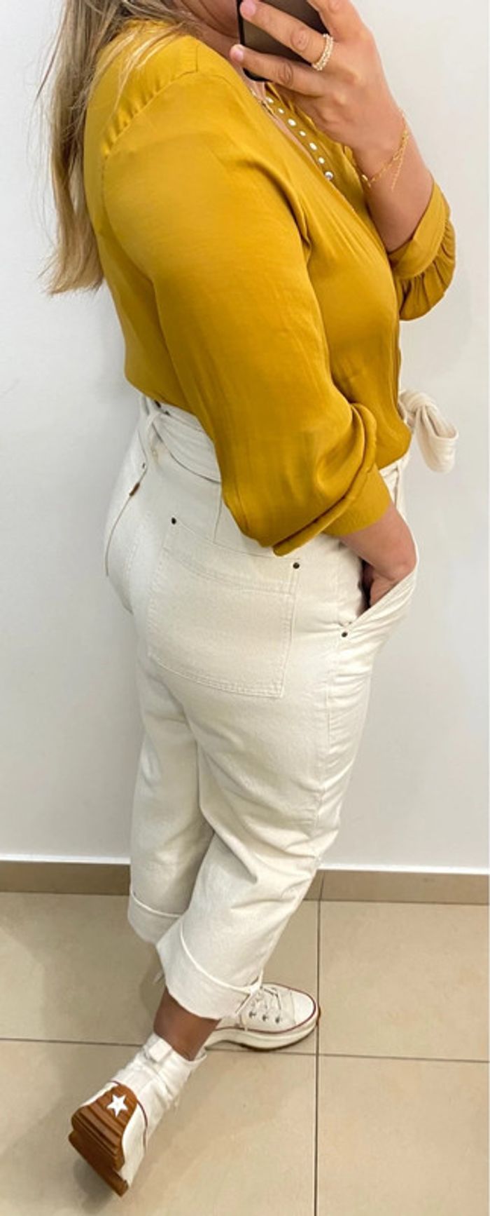Superbe Blouse Col V Moutarde Taille M - photo numéro 7