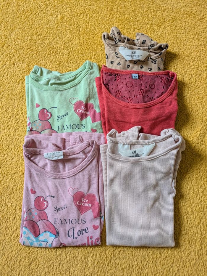 Lot 5 tee-shirts été 4 ans fille