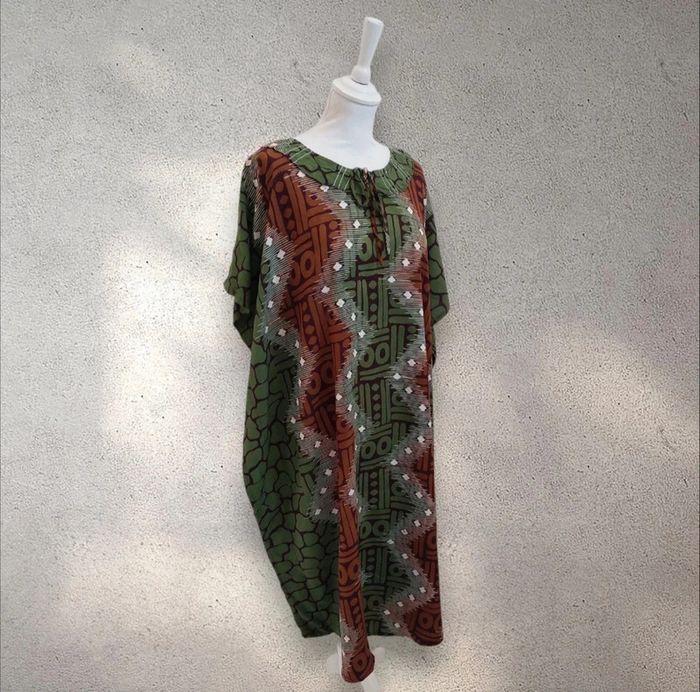 Robe longue en coton oversize imprimée robe de plage caftan taille unique - photo numéro 3