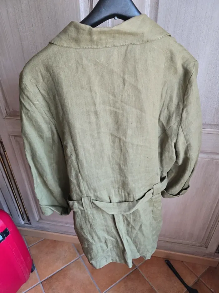 Veste chemise en lin pourquoi pas paris taille 38 kaki - photo numéro 6