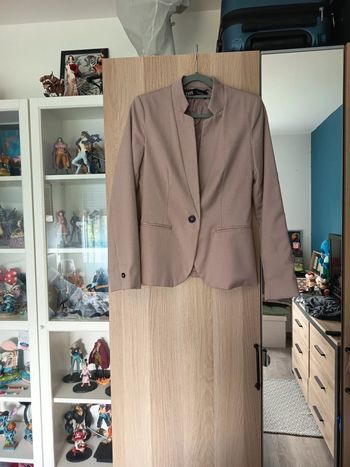 Veste tailleur beige maronné taupe neuf Zara - Taille XS 34