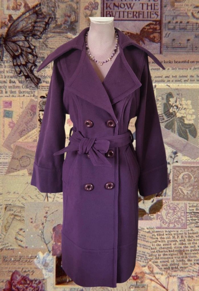 💜Superbe manteau long laine cachemire mauve neuf avec étiquette vintage 00s wool cashmere coat💜