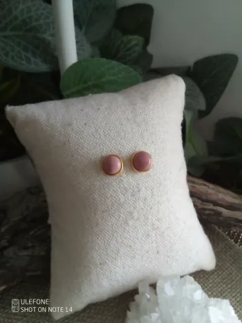 Boucles d'oreilles puces pierre de rhodonite