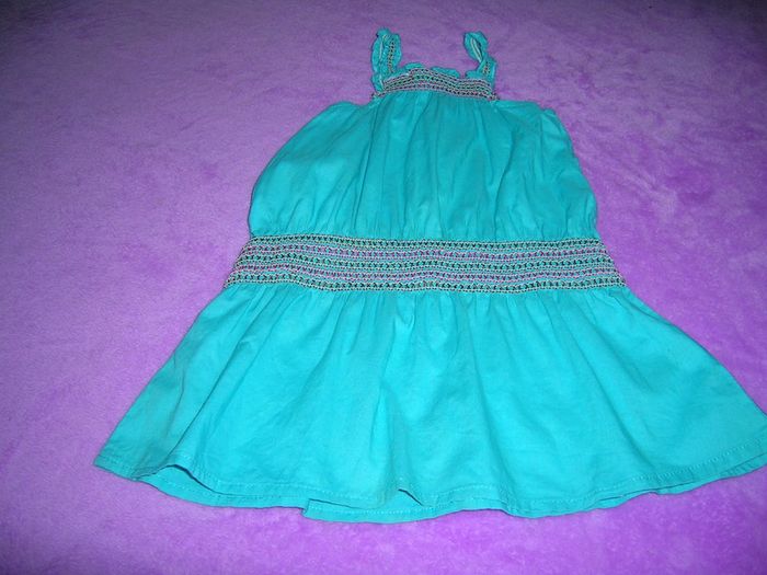 robe bleu à bretelles "okaou" taille 86 cm (2 ans) - photo numéro 3