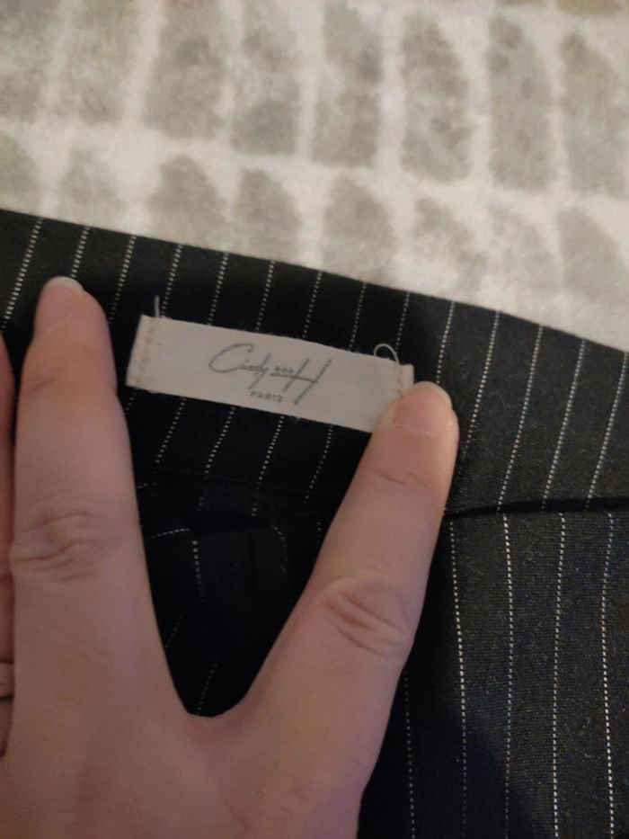 Pantalon stretch extensible noir rayures Cindy H taille S 36 - photo numéro 2