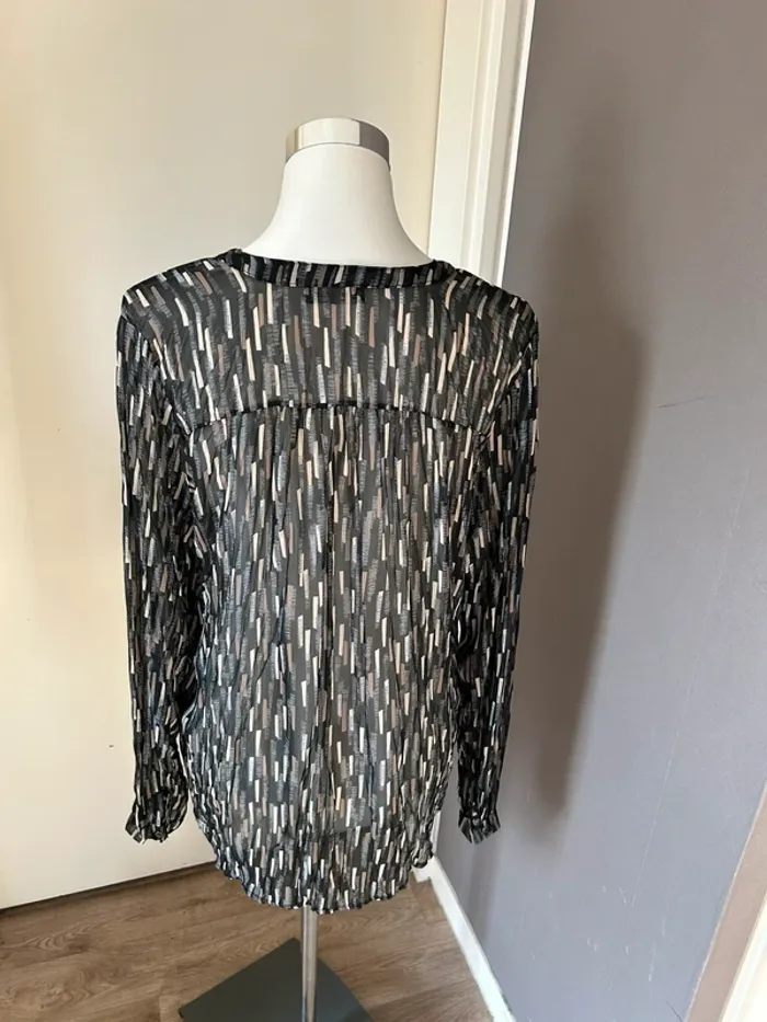 Vie nocturne Blouse haut top voilée imprimée femme, taille 40 - photo numéro 4