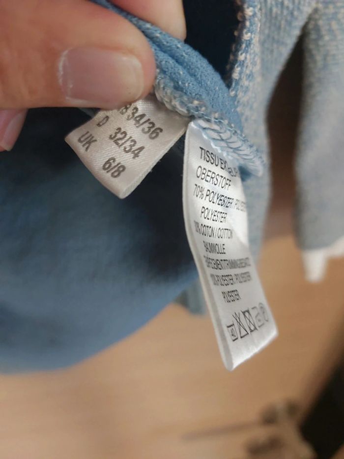 Haut bleu vintage col blanc - photo numéro 3