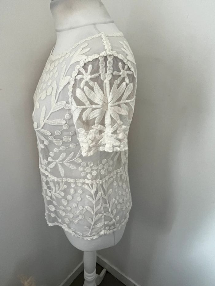 Blouse dentelle blanche Zara S - photo numéro 4