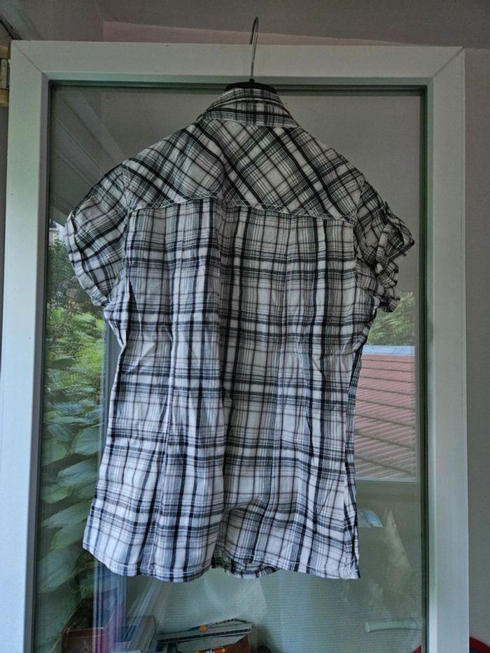 Chemise à carreaux blanche et grise vintage taille 36 - photo numéro 2