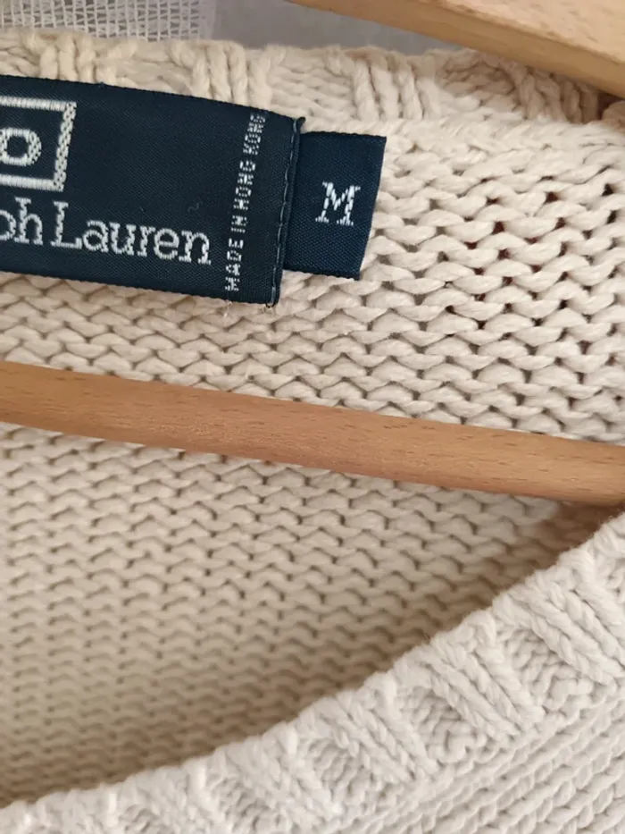 Ralph Lauren " Pull tricot vintage crème" t. M - photo numéro 9