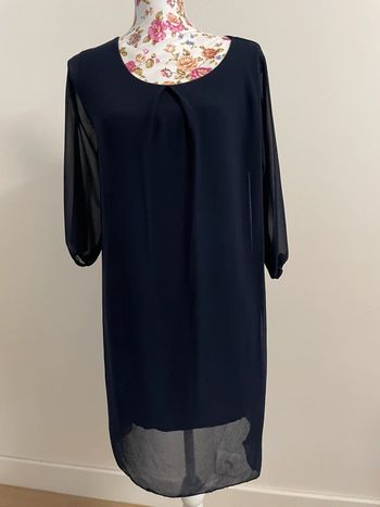 Robe fluide en viscose bleu marine
