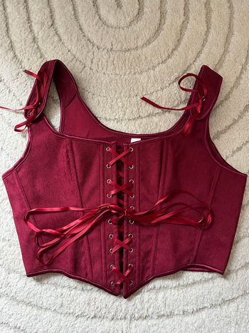 Corset médiéval rouge rose