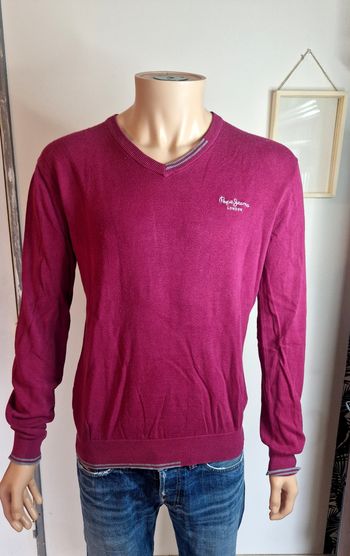 col V Homme Pepe jeans Fuchsia Casual taille M logo brode