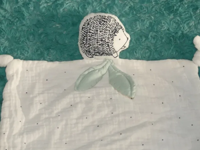 Doudou plat lange hérisson Vertbaudet blanc vert 🦔parfait état - photo numéro 2