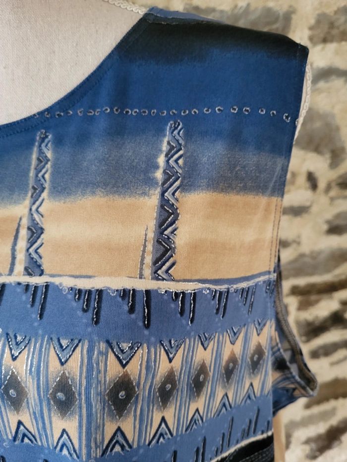 Débardeur à motifs bleu beige irisé Fosby Taille 46 - photo numéro 3