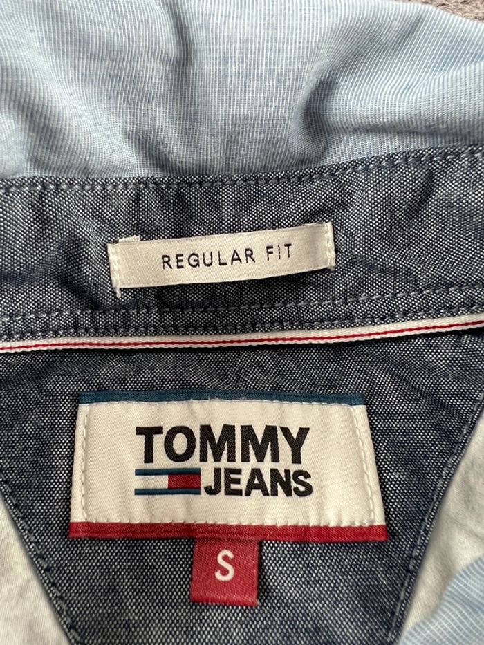 Chemise bleu clair Tommy Hilfiger 100% coton Regular Fit logo brodé Taille S - photo numéro 7