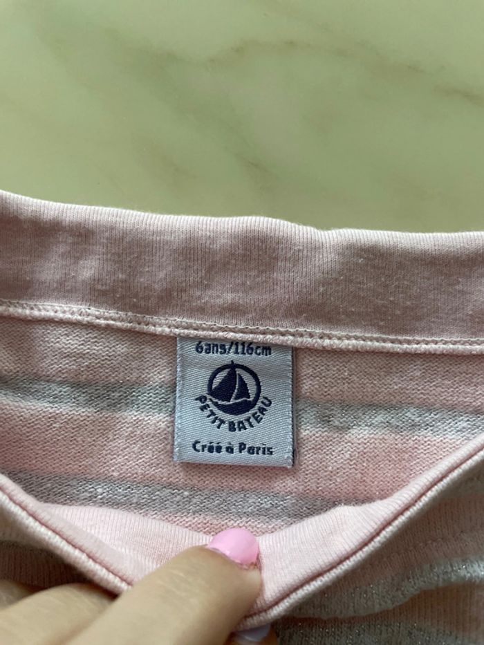 Tee-shirt marinière ML petit bateau 6 ans - photo numéro 2