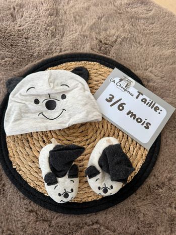 Bonnet et chausson Winnie l’ourson - taille 3/6 mois 🌼